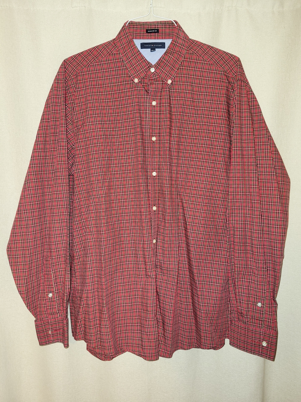 Tommy Hilfiger Red and Black Plaid Button-Down Shirt - Men's
